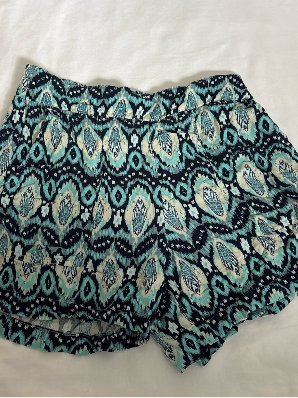 Wildfox Blue Teal Ikat Print Shorts